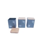 3 Piece Grey Stainless Steel Wooden Lid Canister Set SGN1816