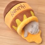 Honey Pot Cat Cave Bed Soft And Thick Rebound Sponge Pet Nest With Removable & Washable Cushion Cute Cartoon Design For Small Ca
