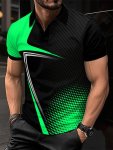 Creative Print Summer Men's Fashionable Lapel Short Sleeve Golf T-Shirt Suitable For Commercial Entertainment Occasions Such As