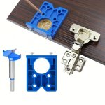 1 2PCS 35MM Concealed Hinge Jig Kit With Hole Saw Bit Plastic Woodworking Drilling Tool Wood Cutter For Face Frame Cabinet Cupbo