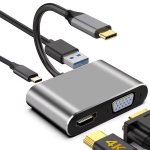 GC-4-IN-1 Type-c Multiport Adapter-usb-c To 4K HDMI+VGA+USB3.0+PD Fast Port