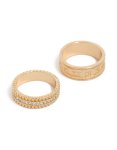 Goldair Gold Diamante & Roman Numeral Band Rings 2-PACK - M l