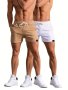 2-pack Set Of Men's Active Sports Shorts In Solid Color Versatile And Comfy Drawstring Shorts For Summer Fitness Running And Outdoors Sports Wear