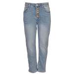 Ribbed Camelia Button Jeans - Denim Blue L