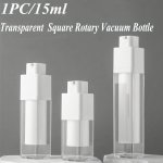 15ML Square Airless Pump Bottle - Transparent Refillable Cosmetic Container For Lotion & Creams Portable Travel-friendly Vial Ja