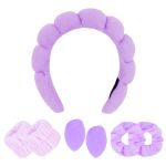 Cavetee Makeup Headband For Washing Face Spa Headband Wristband And Makeup Sponge Skincare Headband Thick Sponge Headband For Wo