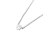 Silver Hexagon Pendant Necklace - Silver