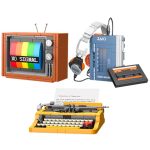 Brihappen 3 In 1 Vintage Model Building Set For Adults Retro Typewriter Walkman Television Collectible And Display Model Home Of