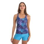 Women's Palm Leaves Crossback Tankini Set