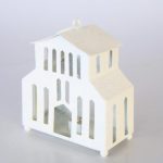 Off-white Battery Operated Metal Cut-out House Candle Holder – 16X14X7CM