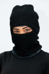 Senza Black Knit Balaclava Winter Beanie