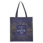 Be Still And Know Navy Non-woven Tote