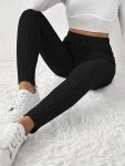 Solid Color High Waist Leggings Casual Every Day Stretchy Simple Leggings Women's Clothing