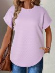 Plus Size Solid Simple T-Shirt Casual Short Sleeve Top For Spring & Summer Women's Plus Size Clothing