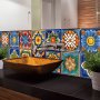 24-PIECE Set Fashion-themed Plastic Decorative Tile Stickers - Moroccan Style Waterproof And Oil-proof Pvc Wall Decals For Kitchen Bathroom Indoor Home Decor - Square