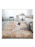 Smte Soft Shaggy Fluffy Rug Brown With Keychain