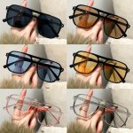 Retro Fresh Sweet Versatile Oversize Double Bridges Glasses & Plano Glasses For Boys Girls Outdoor Sports Party Vacation Travel Supply Photo Prop
