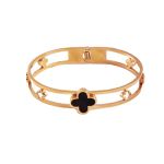 Anti Tarnish Clover Bracelet For Women Gold Cuff
