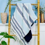 Royal Stripe Backed Fouta - Aqua Navy