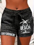 Palm Tree Print Drawstring Shorts Casual Elastic Waist Shorts For Spring & Summer Women's Clothing