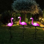1PC 3PCS Garden Outdoor Flamingo LED Stake Lights Solar Powered For Garden Lawn Patio Pond Backyard Decor Decorations Lights Out