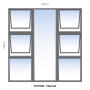 Top Hung Aluminium Window Charcoal PTTTT1818 4 Vent W1800MM X H1800MM