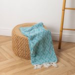 Geometric Lined Jacquard Throw Duck Egg