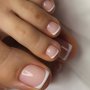 24 Pcs Square Short Press-on Toenails With Pink & White French Tip Design - Glossy Stripe Pattern Mixed Color System Fake Nails - Reusable