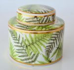 White & Green Fern Design Jar – 16.5X19CM