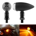 2 Pcs KC805 Motorcycle Retro Metal Turn Signal Light Transparent