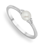 Sterling Silver Freshwater Pearl & Cubic Zirconia Embrace Ring