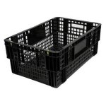 Nesting Agri Crate Plastic Agri Box Vented Base And Sides 60 X 40 X 24 Cm Recycled Material Black PI-720-BLACK