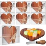 Filltouch 6 Sets Bridal Shower Favor Heart Cheese Charcuterie Board Knives Set With Wooden Heart Tags Serving Charcuterie Wood B