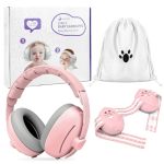 Toffcaea 2-IN-1 Baby Headphones For Noise Adjustable Baby Ear Protection With Stretchy Band Pink