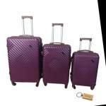 Smte Expert Hard Outer Shell Suitcase Quad WHEEL-G2 With Smte Tag 3-PIECE Purple With Keychain