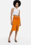 Knot-detail Linen-blend Skirt - Orange