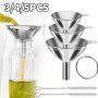 Stainless Steel Funnel Set - 3/4/5 Pcs MINI Metal Funnels For Essential Oil Spices Liquid Kitchen Gadget Food Grade Bottle Filling Portable Hopper