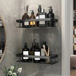 1PC Multifunctional Wall Mounted Shower Caddy Shelf - Punch-free Bathroom Storage Rack For Bathroom Accessories Bathroom Accesso