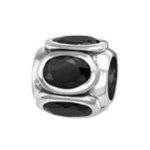 C215-C3786 - 925 Sterling Silver Barrel With Stones European Bead - Cz Jet Black