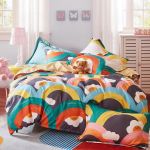 - Duvet Cover Set Reversible Rainbow Yellowbrown