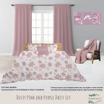 Kids Duvet Set Dusty Pink And Purple Daisy