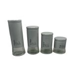 Cannister With Writing Glass stainless Streel - 4 Piece Set
