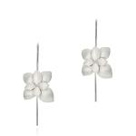French Wire Bloom Drop Earrings - 18KT White Gold Vermeil