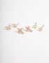 Goldair Gold Plated Cubic Zirconia Cross & Star Stud Earrings Pack