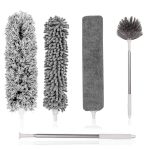Tiumso Microfiber Feather Duster 5-IN-1 Kit Dusters For Cleaning Duster With Extension Pole 100 Inches Cobweb Duster Microfiber