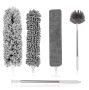 Tiumso Microfiber Feather Duster 5-IN-1 Kit Dusters For Cleaning Duster With Extension Pole 100 Inches Cobweb Duster Microfiber Dusters For High C