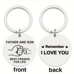 Double-sided Engraved Keychains For Father's Day "father And Son Best Friends For Life" & "remember I Love You" Durable Stainles