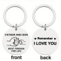 Double-sided Engraved Keychains For Father's Day "father And Son Best Friends For Life" & "remember I Love You" Durable Stainless Steel Round Sentimental Pendant For Dad