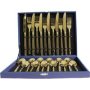 24 Piece Cutlery Set In Blue-clasped Display Box Gold