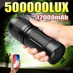 Paweinuo Rechargeable LED Flashlight With 12000MAH Lithium Battery High Lumen Zoomable Battery Powered Handheld Tactical Flashli